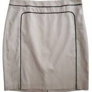 Ann Taylor Cream Pencil Skirt with Black Accents